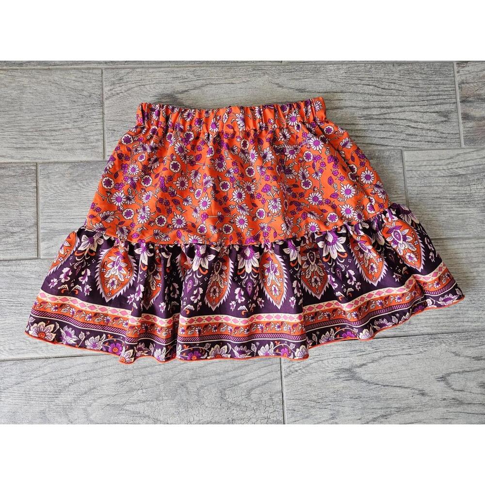 NEW Women's Shein Ruffle Mini Skirt Size Small 4 Jr Floral Multicolor Flowy